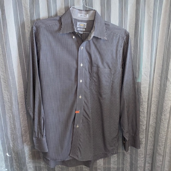 Eagle brand button up dress shirt non iron size 16 34/35 black and white color - Picture 2 of 3